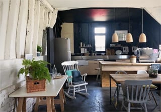 View of kitchen area and dinning table